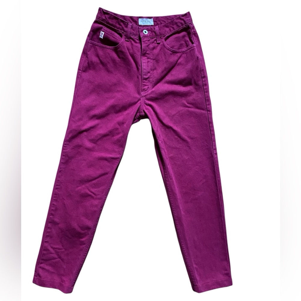 Guess - Vintage Dark Pink Tapered Mom Jeans - Tag 29 (Measured 27) - Made in USA